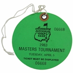 1983 Masters Tournament Tuesday Ticket #06668 Signed by John Mahaffey JSA ALOA