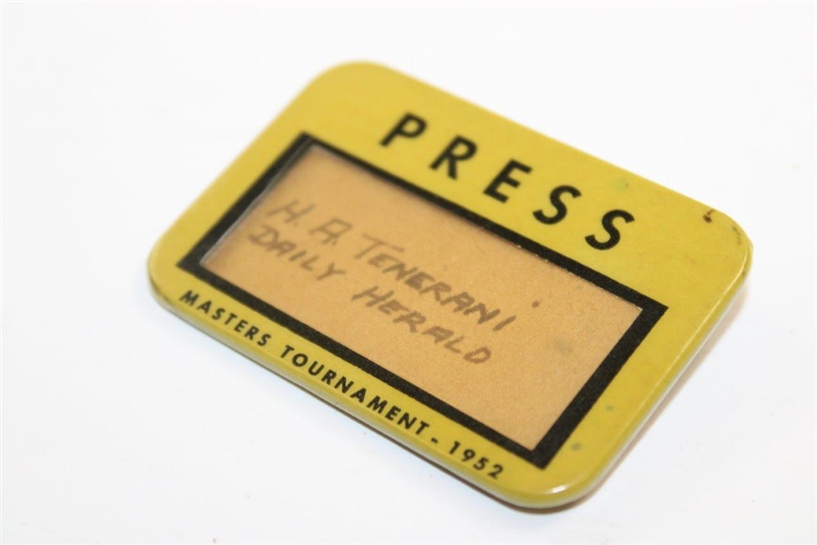 1952 Masters Tournament Press Badge - H.A. Tenerani - Daily Herald
