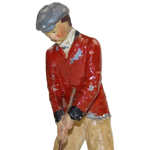 Hand-painted Miniature Golfer in Red Jacket Metal Figure 