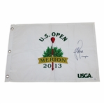Justin Rose Signed 2013 US Open at Merion White Embroidered Flag with Champion JSA #UU96991