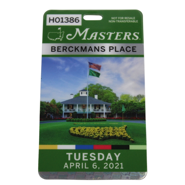 2021 Masters Tournament Tuesday Berckman's Place Badge #H01386