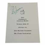 Charl Schwartzel Signed 2011 Masters Chairman's Cocktail Buffet Menu - Night of Win! JSA ALOA