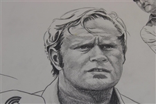 Gary Player Signed Original Big 3/Seve/Trevino/Norman/Watson Pencil Sketch by Artist Cayle V.R JSA ALOA