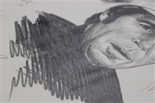 Gary Player Signed Original Big 3/Seve/Trevino/Norman/Watson Pencil Sketch by Artist Cayle V.R JSA ALOA