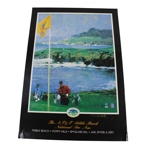 2001 AT&T Pebble Beach Pro-Am Artist Signed Poster of Tiger Woods