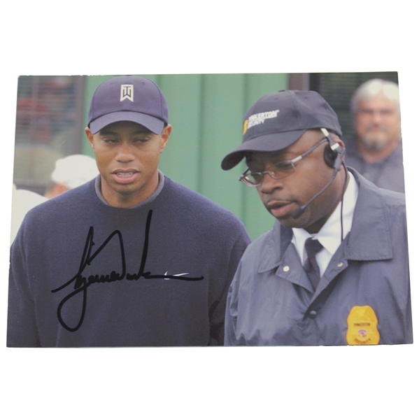 Tiger Woods Signed Original on Augusta National Grounds with Guard Photo JSA ALOA