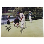 Tiger Woods & Butch Harmon Signed Original Augusta 1997 Masters Practice Rd Putting Photo JSA ALOA