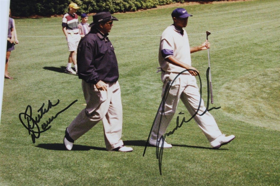 Tiger Woods & Butch Harmon Signed Original 1997 Masters Practice Rd Photo - April 8th JSA ALOA