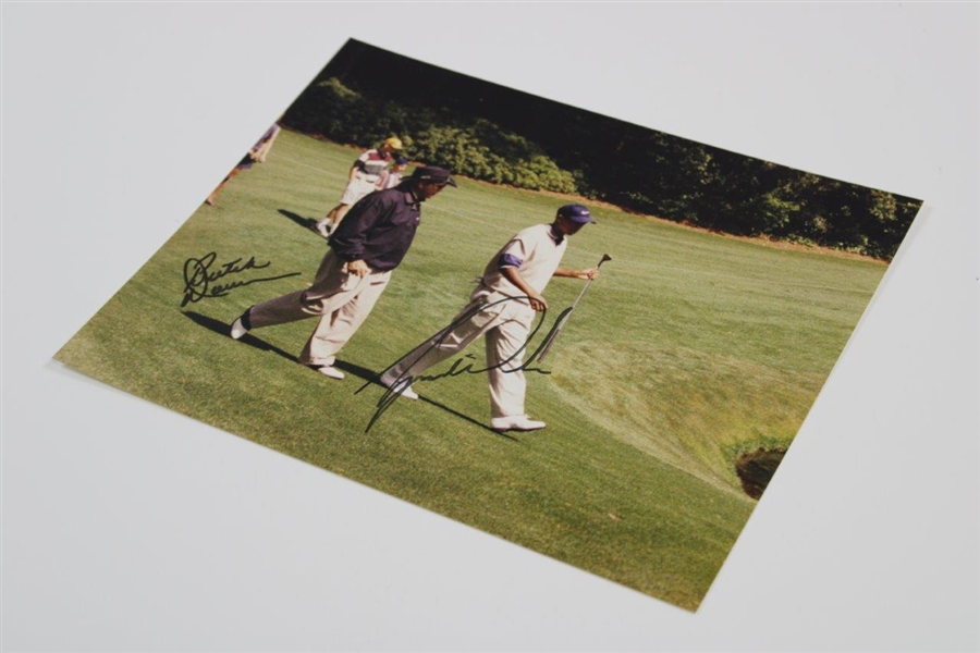 Tiger Woods & Butch Harmon Signed Original 1997 Masters Practice Rd Photo - April 8th JSA ALOA