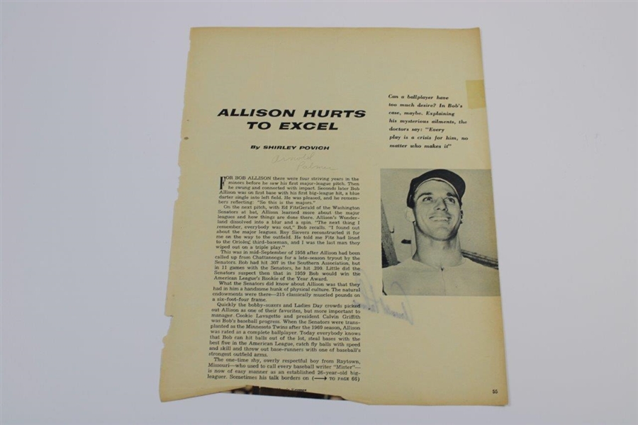 Arnold Palmer Signed Magazine Page JSA ALOA