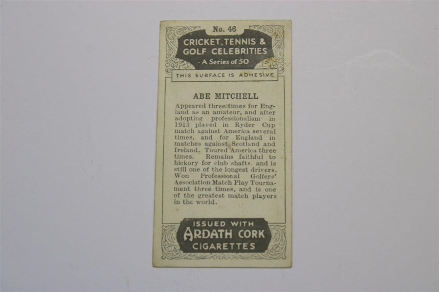 1935 Abe Mitchell Ardath Cork Cigarettes Card No. 46 of 50
