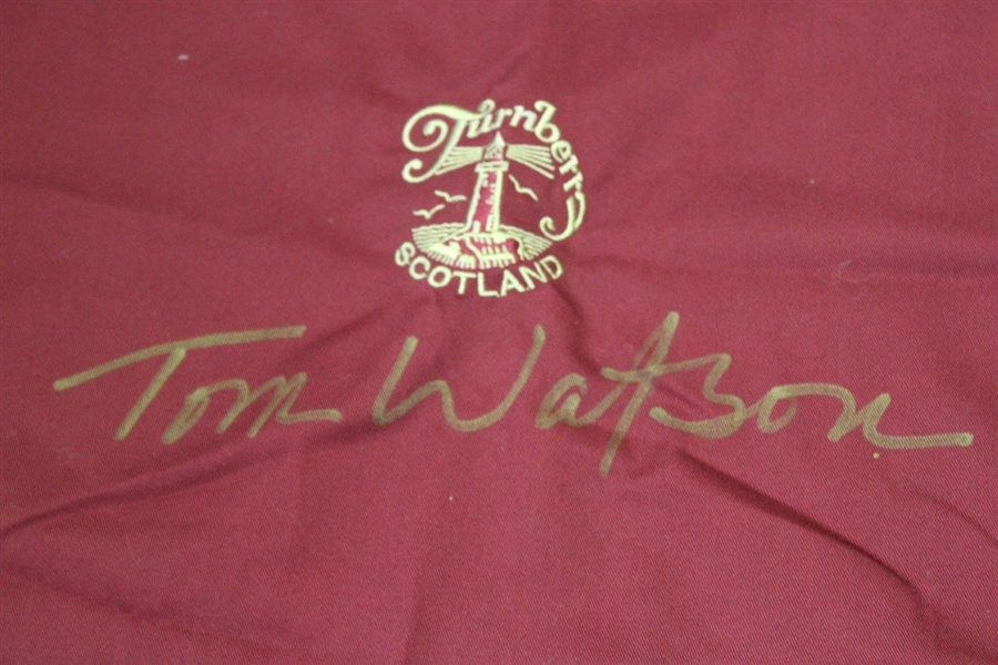 Tom Watson Signed Turnberry Scotland Maroon Course Caddy Bib JSA ALOA