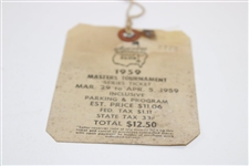 1959 Masters Tournament SERIES Badge #2728 - Art Wall, Jr. Winner & Nicklaus Masters Debut