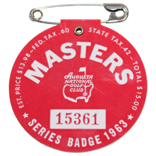 1963 Masters Tournament SERIES Badge #15361 - Jack's 1st Masters Win