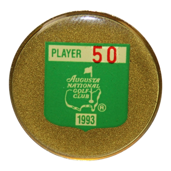Masters Champion Gay Brewer's 1993 Masters Tournament Contestant Badge #50 