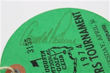 Arnold Palmer Signed 1974 Masters Wednesday Ticket #3155 with Original String JSA ALOA