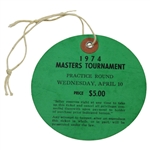 Arnold Palmer Signed 1974 Masters Wednesday Ticket #3155 with Original String JSA ALOA