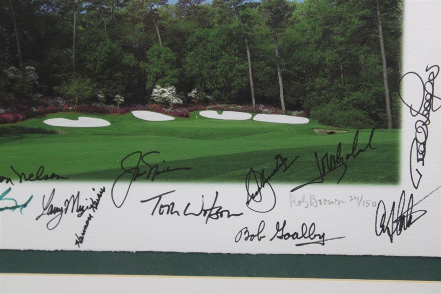 Tiger, Seve, Arnie & 25 other Masters Champions Dinner Signed Ltd Ed Hole #13 Print - Framed JSA ALOA