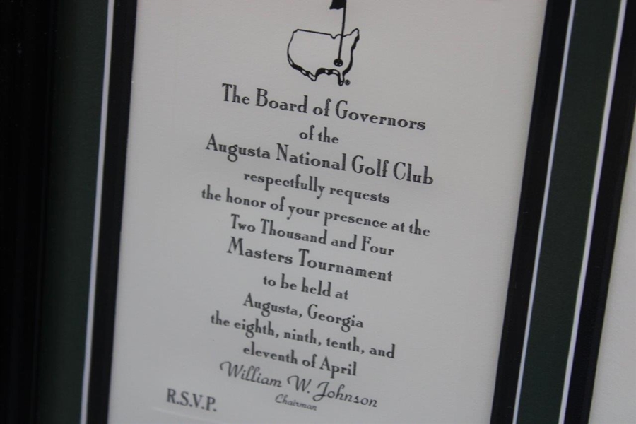 Pair of 2004 Masters Tournament Invitations with Envelope - Participate & Presence - Framed