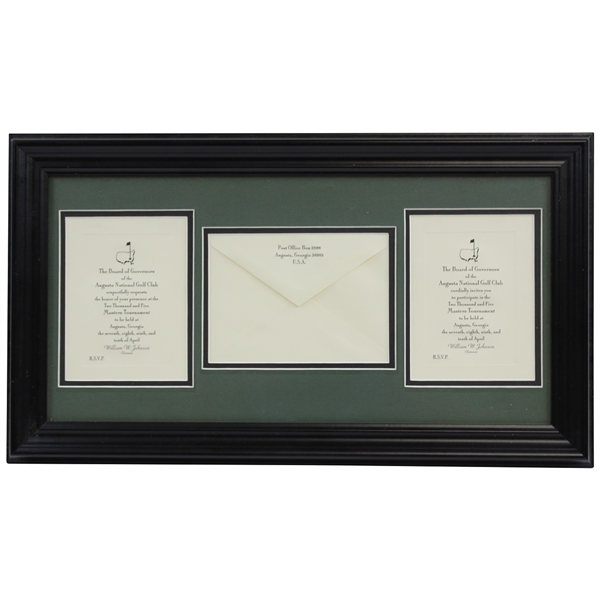 Pair of 2005 Masters Tournament Invitations with Envelope - Participate & Presence - Framed