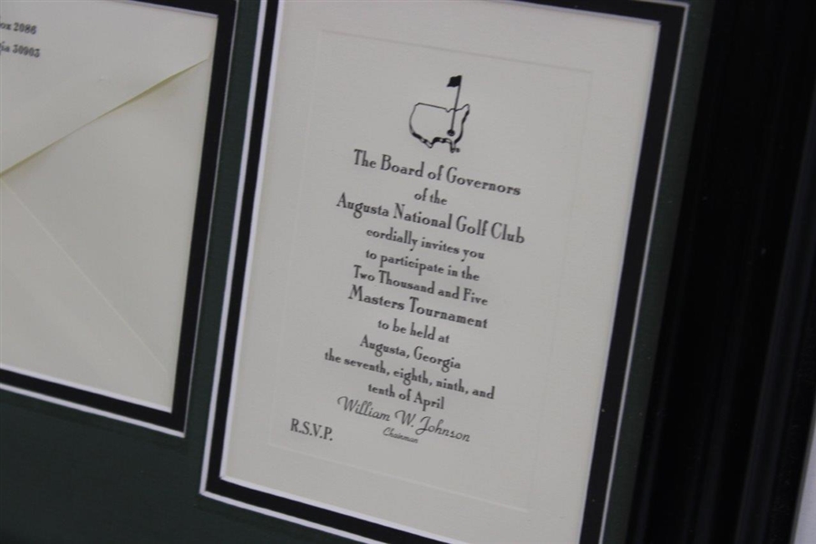 Pair of 2005 Masters Tournament Invitations with Envelope - Participate & Presence - Framed