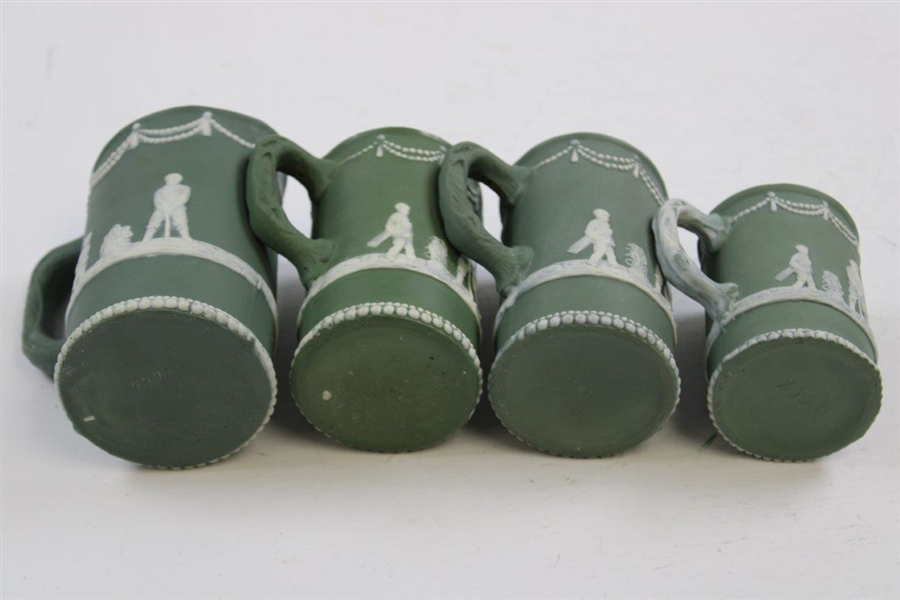 Set of Four (4) Copeland Spode Green Ceramic Golf Themed Pitchers