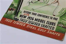 1936 True Temper Steel Golf Clubs Cardboard Golf Advertising