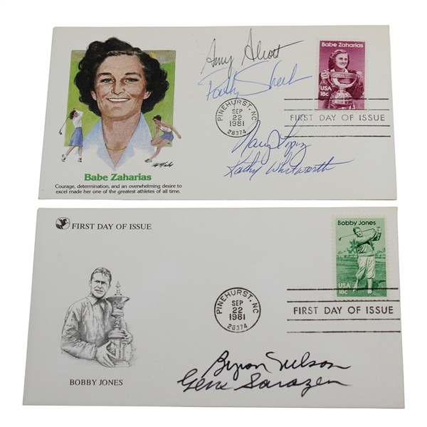 Two (2) Signed Cachets by Byron Nelson, Gene Sarazen, Nancy Lopez, & more JSA ALOA