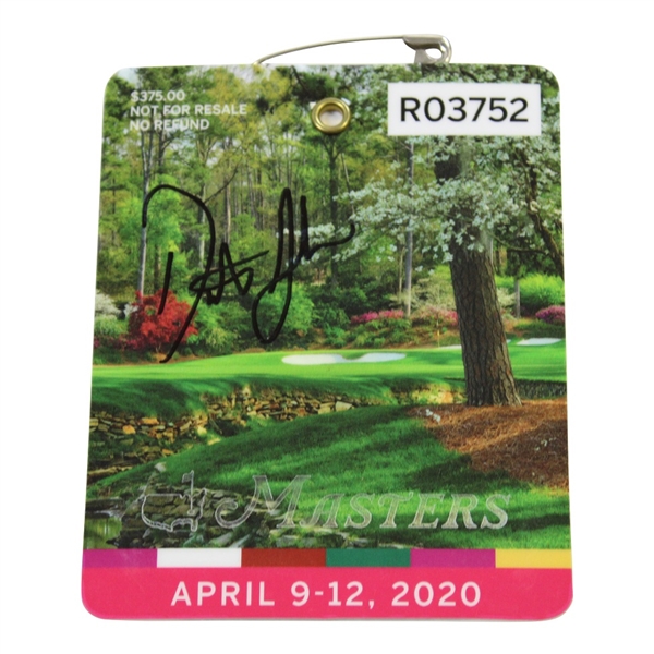 Dustin Johnson Signed 2020 Masters SERIES Badge #R03752 JSA ALOA
