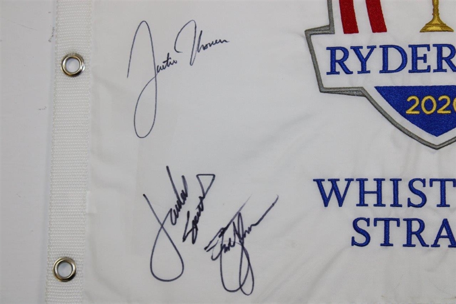 Team USA Signed 2020 Ryder Cup at Whistling Straits Embroidered White Flag JSA ALOA