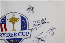 Team USA Signed 2020 Ryder Cup at Whistling Straits Embroidered White Flag JSA ALOA