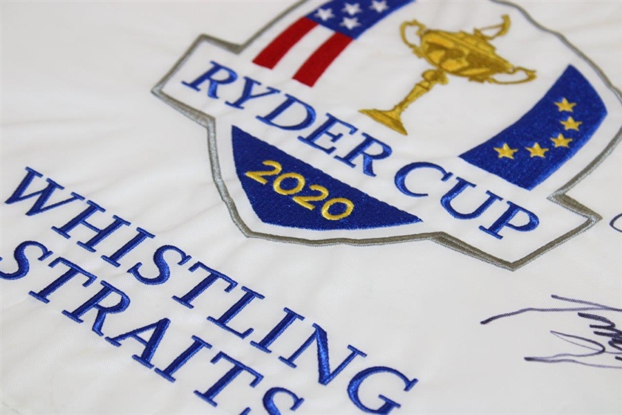 Team USA Signed 2020 Ryder Cup at Whistling Straits Embroidered White Flag JSA ALOA