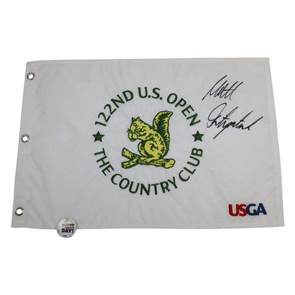 Matthew Fitzpatrick Signed 2022 U.S. Open Flag w/Father’s Day Pin - Big Signature! JSA ALOA