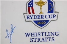 Luke Donald Signed 2020 Ryder Cup at Whistling Straits Embroidered White Flag JSA ALOA