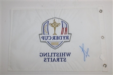 Luke Donald Signed 2020 Ryder Cup at Whistling Straits Embroidered White Flag JSA ALOA