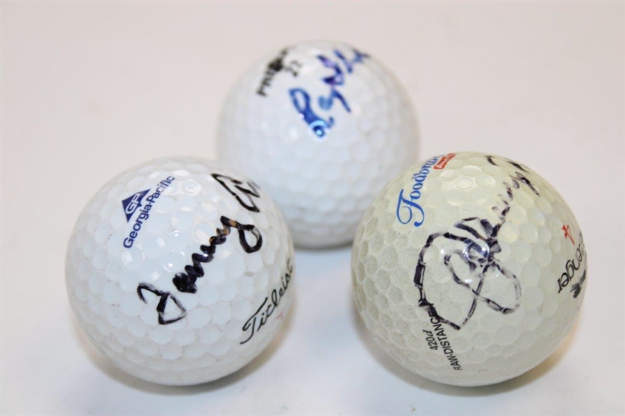 Major Champs Tommy Aaron, Ray Floyd & Johnny Miller Signed Golf Balls JSA ALOA