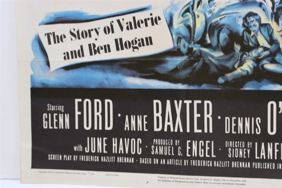 1950's Original Ben Hogan Follow The Sun Movie Poster - Large