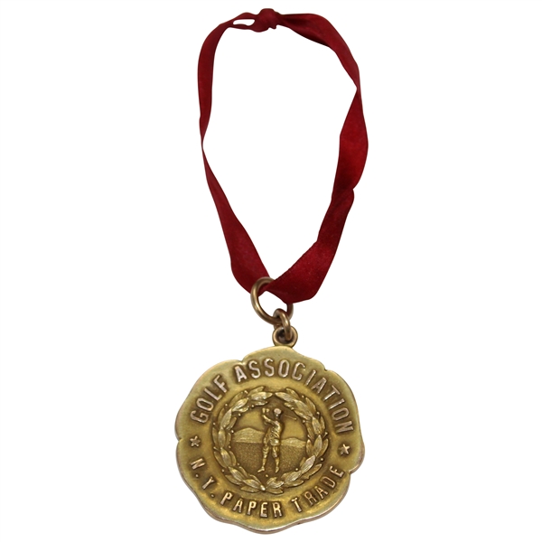 1911 New York Paper Trade Golf Association Solid 14k Gold Winner's Medal - Low Gross Score