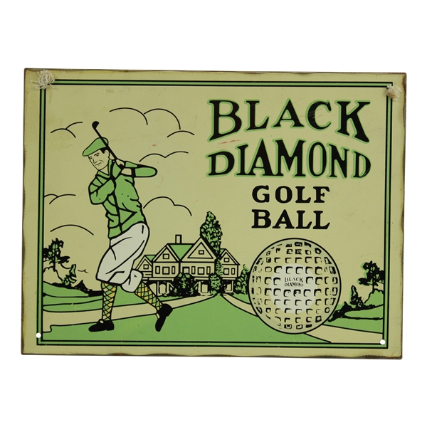 Vintage Themed Black Diamond Golf Ball Metal Advertising Hanging Sign