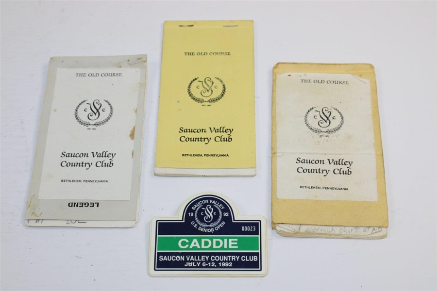 1992 US Senior Open Caddy Badge & Hat with Books & Gary Player Signed Photo - Ralph Hackett Collection JSA ALOA 