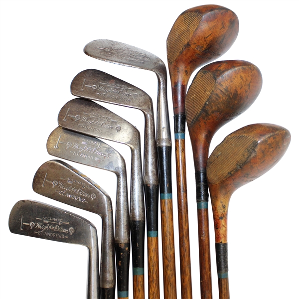 Wright & Ditson Clubs 6 Irons Including A Putter 3-Woods-Driver, Brassie & Spoon with Bag