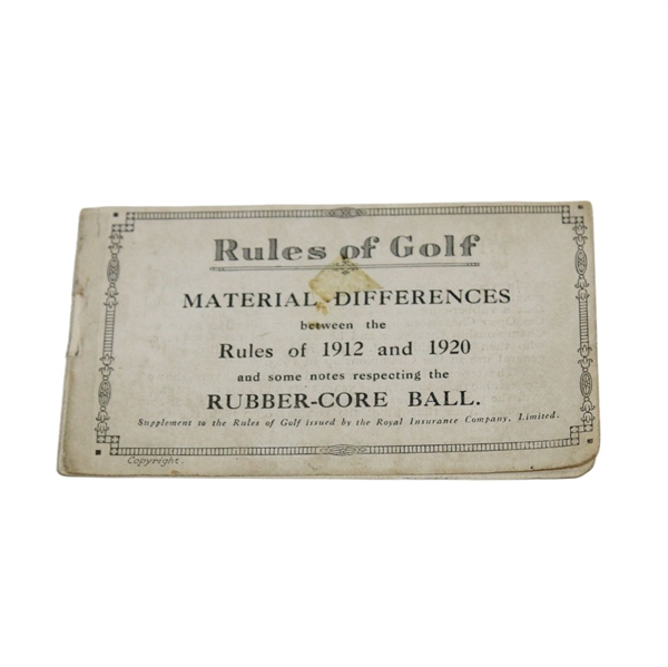 Rules of Golf 'Material Differences Between the Rules of 1912 and 1920 Supplement 