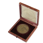 Vintage Circa Pre-1910 Unmarked Medal with Great Golfing Scene in Previously Painted Wooden Case