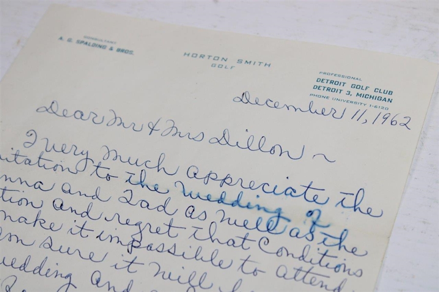 Horton Smith Signed Handwritten December 11, 1962 Letter on Personal Letterhead - Springfield, MO Mention JSA ALOA