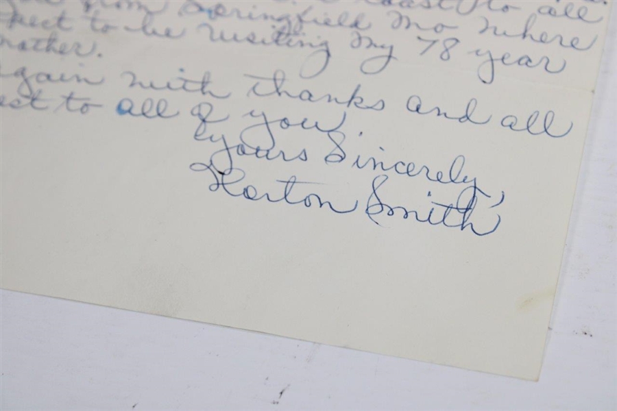 Horton Smith Signed Handwritten December 11, 1962 Letter on Personal Letterhead - Springfield, MO Mention JSA ALOA