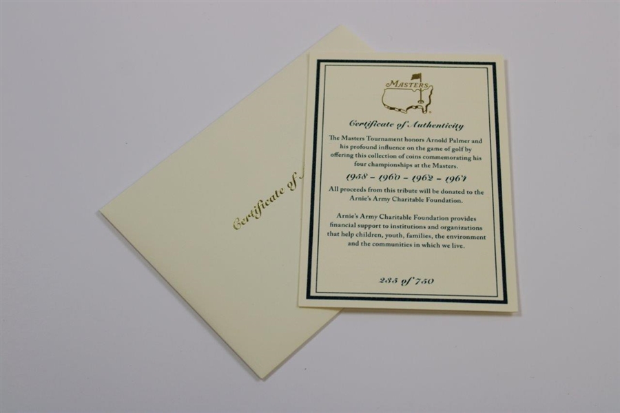 Arnold Palmer Ltd Ed Masters Commemorative Coins Set in Original Emerald Box with COA #235/750