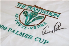 Arnold Palmer Signed 1999 Palmer Cup The Plantation Embroidered Flag JSA ALOA