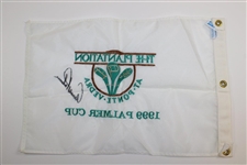 Arnold Palmer Signed 1999 Palmer Cup The Plantation Embroidered Flag JSA ALOA