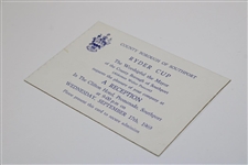 Captain Sam Snead's Personal 1969 Ryder Cup The Clifton Hotel Reception Invitation Card