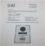 Sam Snead's 1981 PGA Championship at Atlanta Athletic Club Competitor Bag Tag